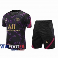 77footfr Survetement Foot T-shirt PSG Jordan noir 2020 2021 TT102