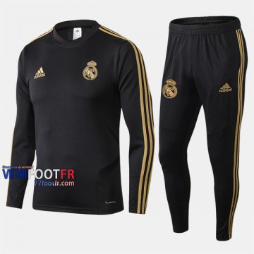 Destockage Ensemble Survetement Foot Real Madrid Noir Polyester 2019-2020 Nouveau