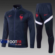 Veste de foot France 2020 2021 Marine col montant A334#