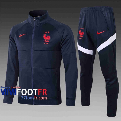 Veste de foot France 2020 2021 Marine col montant A334#