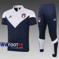 Polo de foot Italie 2020 2021 Noir - Gris clair C422#