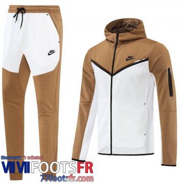 Veste Foot - Sweat A Capuche Sport blanc kaki Homme 22 23 JK478