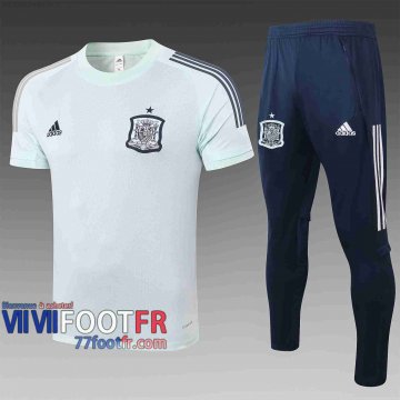 77footfr Survetement Foot T-shirt Spain Vert clair 2020 2021 TT19