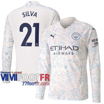 77footfr Manchester City Maillot de foot Silva #21 Third Manches longues 20-21