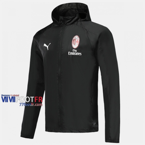Boutique Veste Foot Coupe-Vent AC Milan Noir 2019/2020 Nouveau Promo
