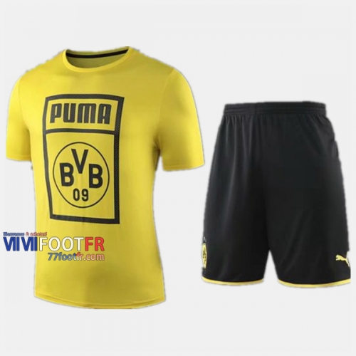 Ensemble Maillot Dortmund BVB Enfant Jaune 2019-2020 Personnalise :77Footfr