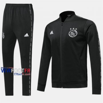 A++ Qualité: Ensemble Veste Survetement Foot Ajax Amsterdam Noir Coton 2019 2020 Nouveau