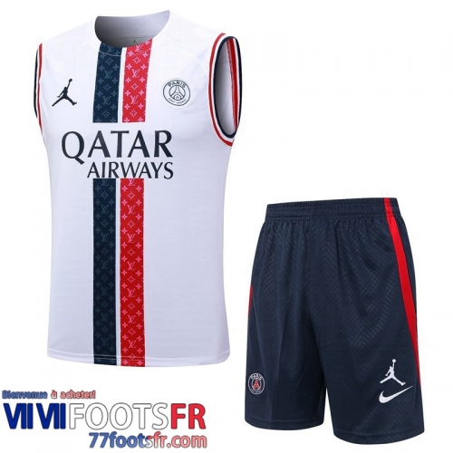 Survetement Sans manches PSG Blanc Homme 2023 2024 TG957