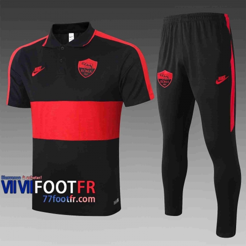 Polo de foot Rome 2020 2021 Noir-rouge C407#