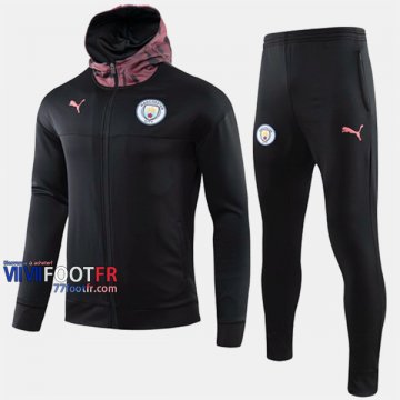 Vintage Ensemble Veste A Capuche Survetement Foot Manchester City Noir 2019 2020 Nouveau