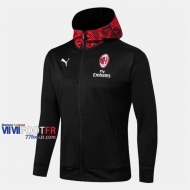 Boutique Veste Foot Coupe-Vent AC Milan Noir 2019/2020 Nouveau Promo