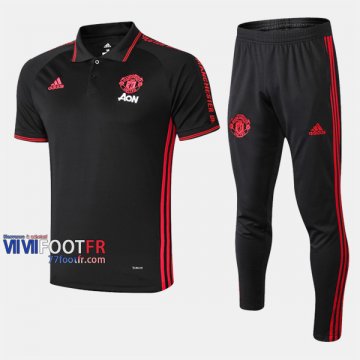 Ensemble Du Polo Foot Manchester United Costume Manche Courte Belle Noir 2019/2020 Nouveau