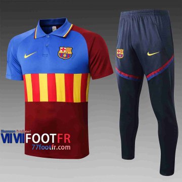 Polo de foot Barcelone 2020 2021 bleu - rouge - Jaune C515#