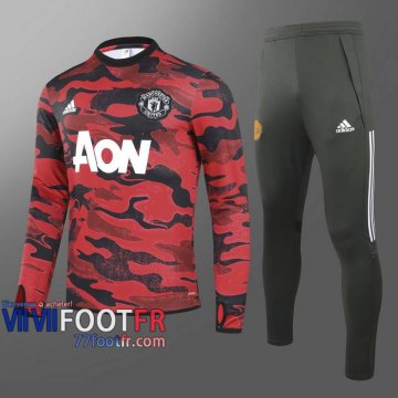 77footfr Survetement Foot Manchester United Rouge noir - Impression de cheval 2020 2021 T87