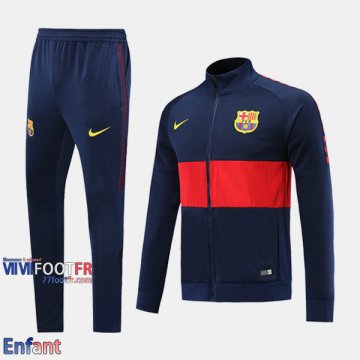 Promo: Ensemble Veste Survetement FC Barcelone Enfant Bleu Saphir Rouge 2019/2020 Retro