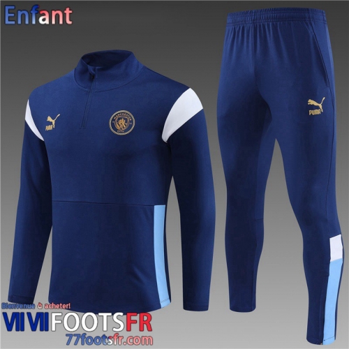 KIT: Survetement de Foot + Pantalon Manchester City bleu marine Enfant 2023 2024 TK638