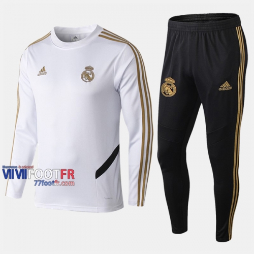 Soldes Ensemble Survetement Foot Real Madrid Blanc 2019 2020 Nouveau