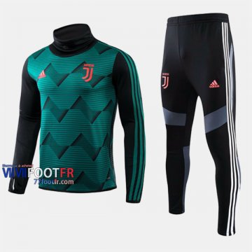 Promotion Ensemble Survetement Foot Juventus Col Haut Vert 2019 2020 Nouveau