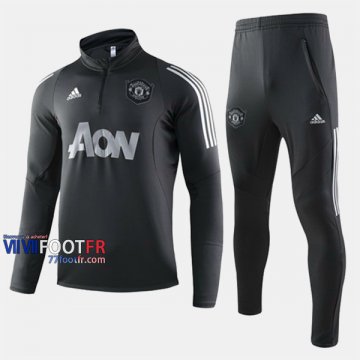 Top Qualité Ensemble Survetement Foot Manchester United Noir Thai 2019/2020 Nouveau