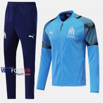 Destockage Ensemble Veste Survetement Foot Olympique De Marseille (OM) Bleu Thailande 2019/2020 Nouveau