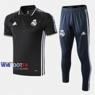 Ensemble De Polo Foot Real Madrid Costume Manche Courte Coton Noir 2019/2020 Nouveau
