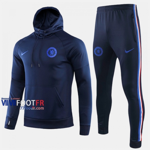 Vintage Ensemble Sweat A Capuche Survetement Foot FC Chelsea Noir Thailande 2019/2020 Nouveau