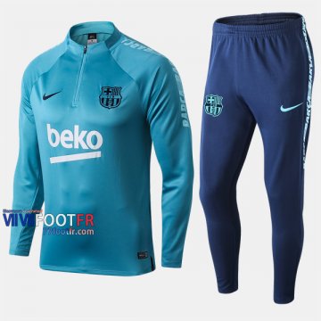 Soldes Ensemble Survetement Foot FC Barcelone Bleu 2019-2020 Nouveau