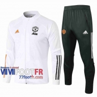 77footfr Manchester United Survetement Foot Enfant - Veste blanc 20-21 E497