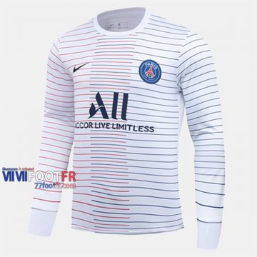 Les Nouveaux Top Qualité Sweatshirt Foot Paris PSG Blanc Rayures 2020-2021