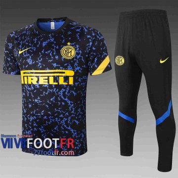 77footfr Survetement Foot T-shirt Inter Milan bleu noir 2020 2021 TT45