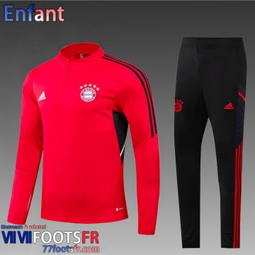 Survetement de Foot Bayern Munich rouge Enfant 2022 2023 TK377