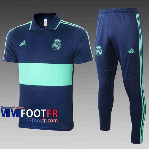 Polo de foot Real Madrid 2020 2021 bleu marin - vert C427#