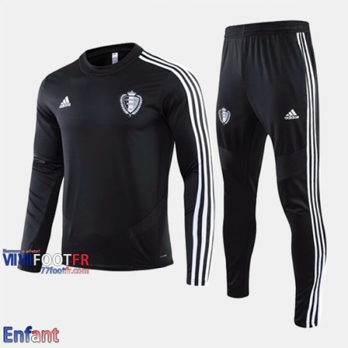 Promo: Ensemble Survetement Belgique Enfant Foot Noir 2019/2020 Retro