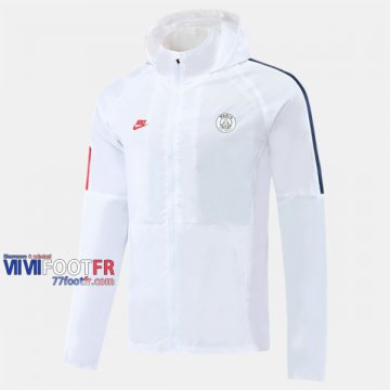 Boutique Veste Foot Coupe-Vent PSG Paris Blanc 2020/2021 Nouveau Promo