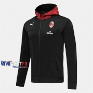 Magasins Veste Foot AC Milan Avec Capuche Noir 2019/2020 Nouveau Promo