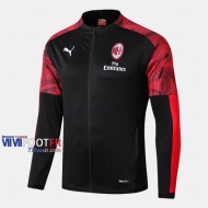 Magasins Veste Foot AC Milan Noir/Rouge 2019/2020 Nouveau Promo