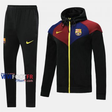 Promo Ensemble Veste A Capuche Survetement Foot FC Barcelone Noir Bleu Rouge Coton 2020-2021 Nouveau