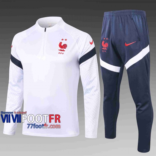 Survetement Foot France 2020 2021 blanc Grande taille
