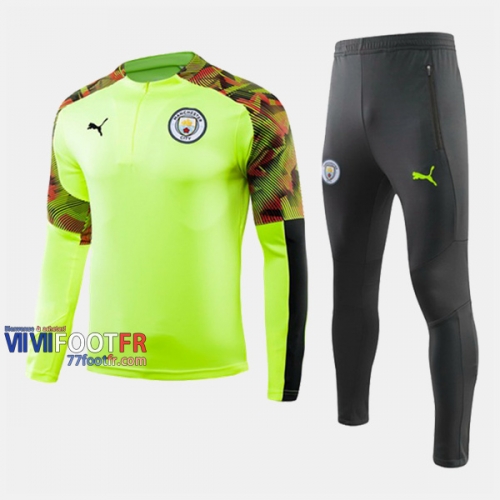 Soldes Ensemble Survetement Foot Manchester City Vert Polyester 2019 2020 Nouveau