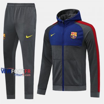 Top Qualité Ensemble Veste A Capuche Survetement Foot FC Barcelone Gris Thai 2020-2021 Nouveau