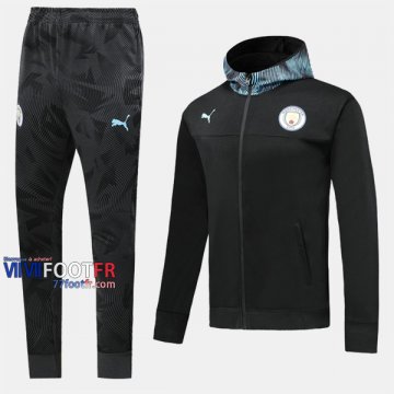 Retro Ensemble Veste A Capuche Survetement Foot Manchester City Noir 2019 2020 Nouveau