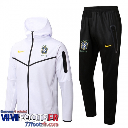 Veste Foot - Sweat A Capuche Bresil Blanc Homme 2022 2023 JK338