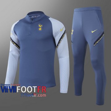 77footfr Survetement Foot Tottenham Hotspur Bleu-gris - Fermeture eclair courte 2020 2021 T83