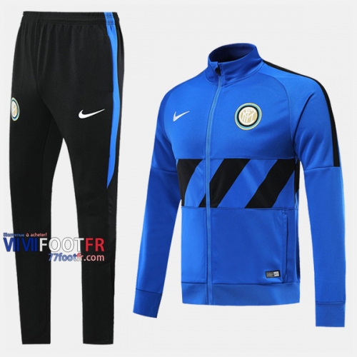 Meilleur Ensemble Veste Survetement Foot Inter Milan Bleu Coton 2019-2020 Nouveau