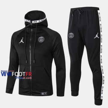 Promotion Ensemble Veste A Capuche Survetement Foot PSG Paris Saint Germain Jordan Noir Polyester 2019/2020 Nouveau