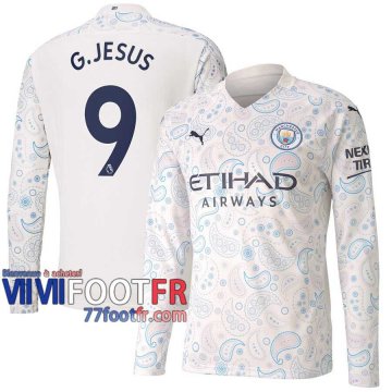 77footfr Manchester City Maillot de foot G.Jesus #9 Third Manches longues 20-21