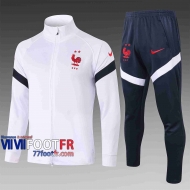 Veste de foot France 2020 2021 blanc A324#