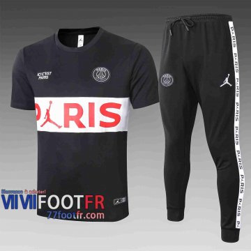 77footfr Survetement Foot T-shirt PSG Jordan noir 2020 2021 TT38