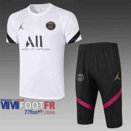 77footfr Survetement Foot T-shirt PSG Jordan blanc 2020 2021 TT117