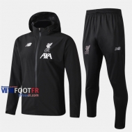 Classique Ensemble Veste Coupe-Vent Survetement Foot FC Liverpool Noir Thailande 2019/2020 Nouveau